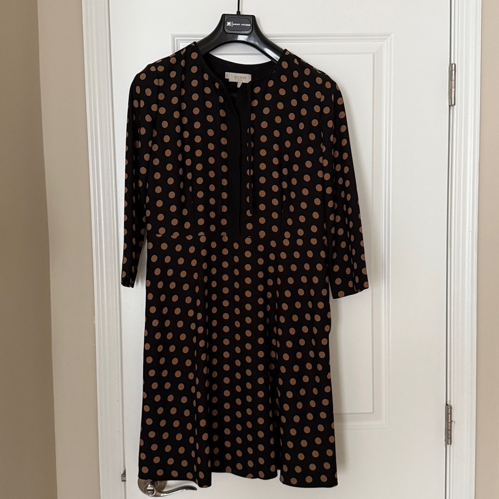 Black and Tan Polka Dot Dress